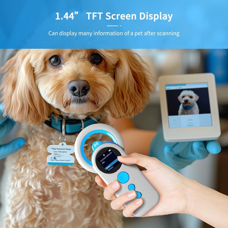 NetumScan Bluetooth Pet Microchip Scanner Reader RFID EMID, 3-in-1 Portable Pet Chip Scanner 2048 Tag Data Storage Animal Tag Scanner with TFT Screen, 1200mAh for ISO 11784/11785,FDX-B and ID64 RFID - Image 4